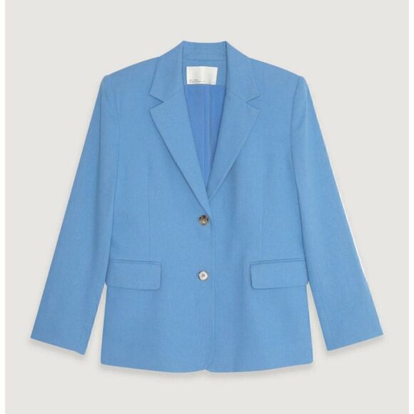 Oak + Fort Women's Cotton & Linen Two Button Blazer in Pacific Coast Blue S NWT - Picture 1 of 14